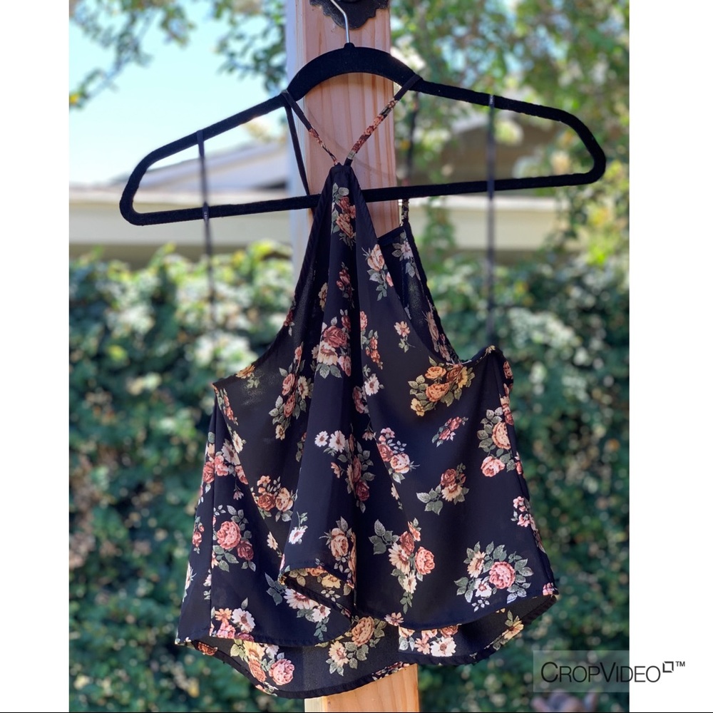 black floral halter top